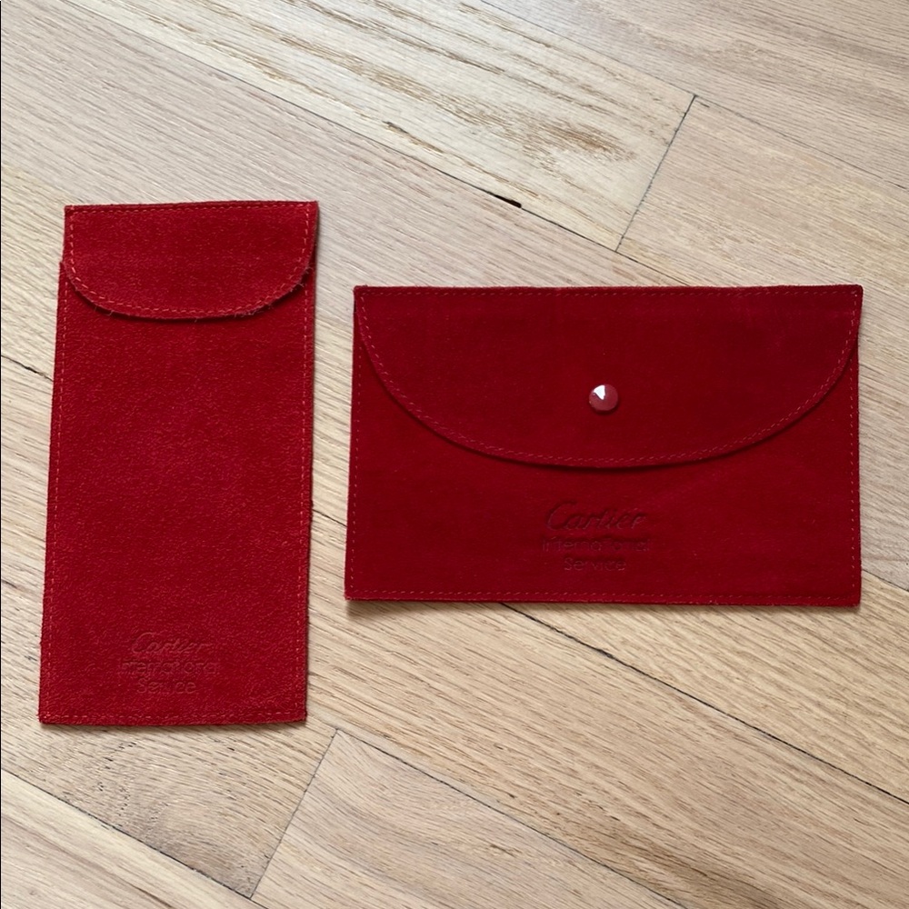 Cartier Luxurious Red Suede Pouch Duo